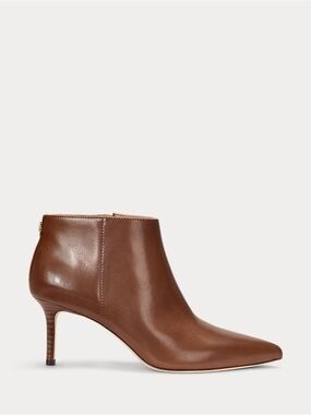 Ralph Lauren Brown Leather Pointed Ankle Booties